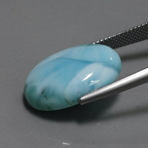 Larimar azul natural 15,22ct, corte oval, opaco
