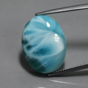 Larimar azul natural 15,87ct, corte oval, opaco