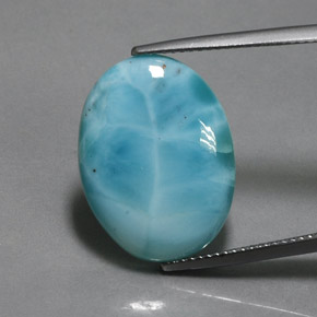 Larimar azul natural 11,74ct, corte oval, opaco