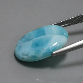 Larimar azul natural 11,74ct, corte oval, opaco