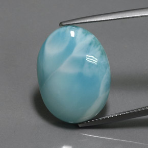 Larimar azul natural 15,80ct, corte oval, opaco