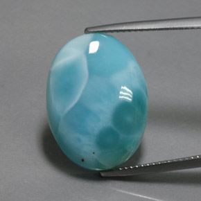 Larimar azul natural 14,23ct, corte oval, opaco