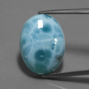 Larimar azul natural 15,77ct, corte oval, opaco