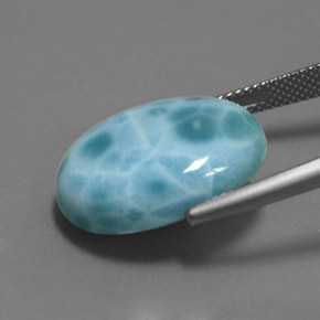 Larimar azul natural 15,77ct, corte oval, opaco
