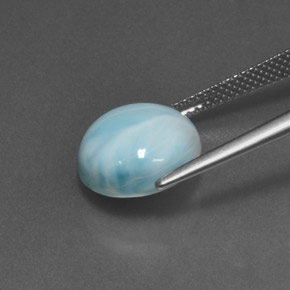 Larimar azul natural 6,93ct, corte redondo, opaco
