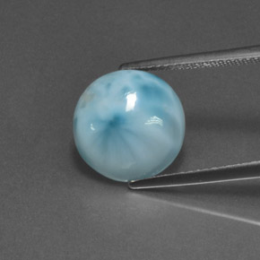 Larimar azul natural 4,57ct, corte redondo, opaco
