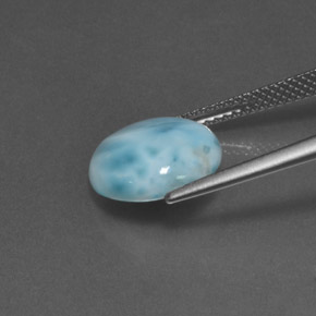 Larimar azul natural 4,57ct, corte redondo, opaco