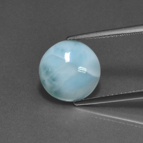 Larimar azul natural 4,55ct, corte redondo, opaco