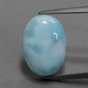 Larimar azul natural 6,15ct, corte oval, opaco