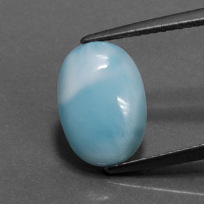 Larimar azul natural 3,36ct, corte oval, opaco