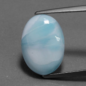 Larimar azul natural 5,54ct, corte oval, opaco