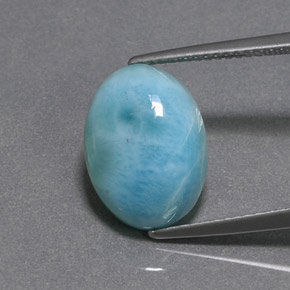 Larimar verde natural 6,54ct, corte oval, opaco