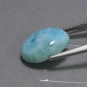 Larimar verde natural 6,54ct, corte oval, opaco