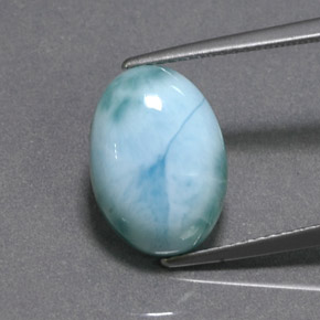 Larimar Azul verde Natural 6.90ct, Corte Oval, Opaco