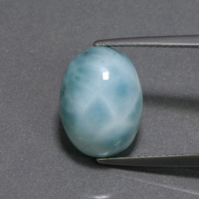 Larimar verde natural 8,07ct, corte oval, opaco