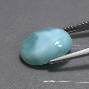 Larimar verde natural 6,80ct, corte oval, opaco
