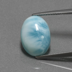 Larimar azul natural 5,78ct, corte oval, opaco