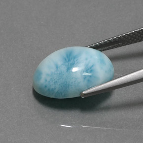 Larimar azul natural 5,78ct, corte oval, opaco