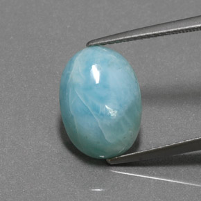 Larimar azul natural 5,86ct, corte oval, opaco