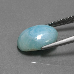 Larimar azul natural 5,86ct, corte oval, opaco