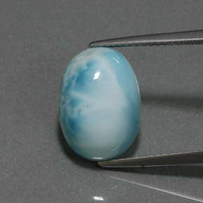 Larimar azul natural 7,36ct, corte oval, opaco