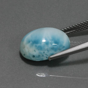Larimar azul natural 7,36ct, corte oval, opaco
