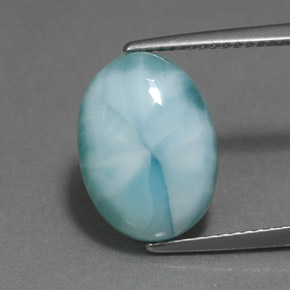Larimar Azul verde Natural 6.46ct, Corte Oval, Opaco