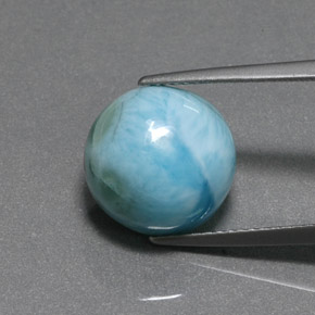 Larimar azul natural 8,01ct, corte redondo, opaco