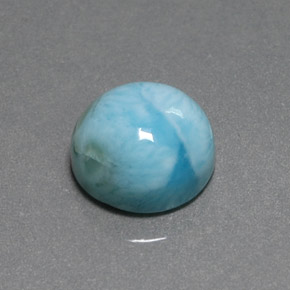Larimar azul natural 8,01ct, corte redondo, opaco