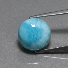 Larimar azul natural 6,90ct, corte redondo, opaco