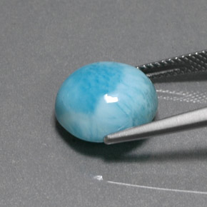 Larimar azul natural 6,90ct, corte redondo, opaco