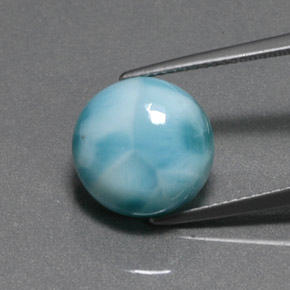 Larimar verde natural 7,76ct, corte redondo, opaco