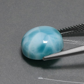 Larimar verde natural 7,76ct, corte redondo, opaco