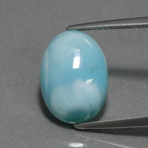 Larimar azul natural 5,41ct, corte oval, opaco