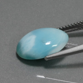 Larimar azul natural 5,41ct, corte oval, opaco