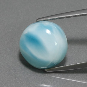 Larimar azul natural 6,42ct, corte redondo, opaco