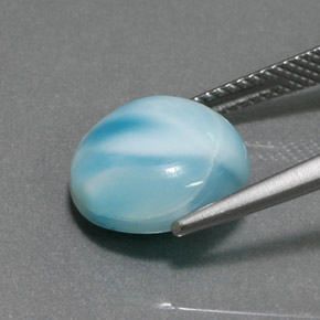 Larimar azul natural 6,42ct, corte redondo, opaco