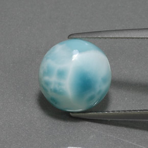 Larimar Azul verde Natural 5.71ct, Corte Redondo, Opaco