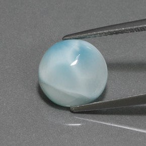 Larimar azul natural 3,95ct, corte redondo, opaco