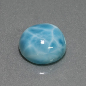 Larimar azul natural 7,40ct, corte redondo, opaco