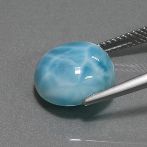 Larimar azul natural 7,40ct, corte redondo, opaco