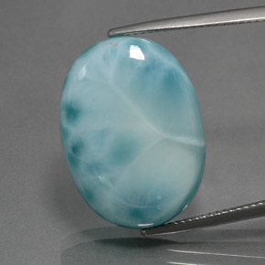 Larimar azul natural 24,16ct, corte oval, opaco