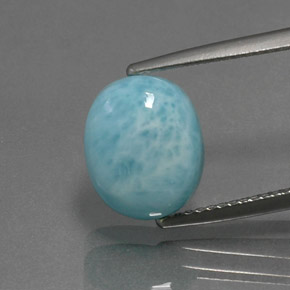 Larimar azul natural 4,73ct, corte oval, opaco