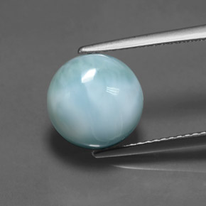 Larimar azul natural 5,00ct, corte redondo, opaco
