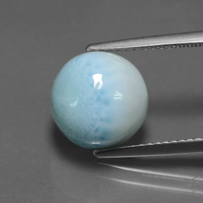 Larimar azul natural 5,36ct, corte redondo, opaco