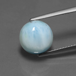 Larimar azul natural 4,41ct, corte redondo, opaco