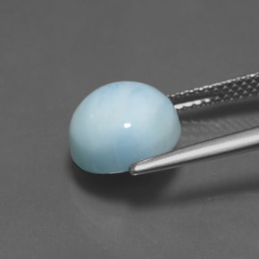 Larimar azul natural 4,41ct, corte redondo, opaco