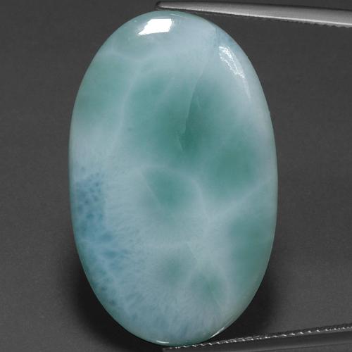 Larimar azul natural 21,67ct, corte oval, opaco