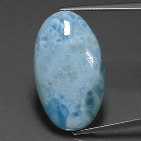 Larimar azul natural 17,93ct, corte oval, opaco