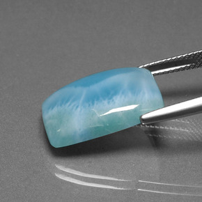 Larimar verde natural 11,61ct, almofada cortada, opaco
